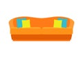 Orange soft stylish sofa for home and office on a white background. Vector couch. Sofa flat illustration