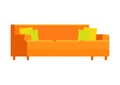 Orange soft stylish sofa for home and office on a white background. Vector couch. Sofa flat illustration