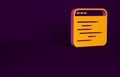 Orange Software, web developer programming code icon isolated on purple background. Javascript computer script random Royalty Free Stock Photo