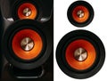 Orange Speakers on a white background Royalty Free Stock Photo