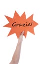 Orange Speech Balloon With Italian Grazie