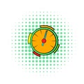 Orange speedometer icon, comics style