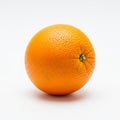 The orange is spherical, with a small green stem end visible Royalty Free Stock Photo