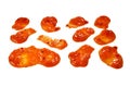 Orange spicy sauce splashes isolated on white background