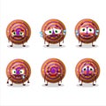 Orange spiral gummy candy cartoon character with sad expression