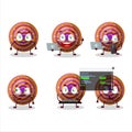 Orange spiral gummy candy Programmer cute cartoon character with