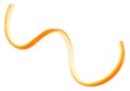 Orange spiral zest isolated on white background, top view. Orange fruit peel Royalty Free Stock Photo