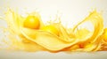 orange with splash isolated on white background,orange Juice photo retouching