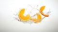 orange with splash on white background,orange Juice photo retouching