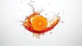 orange with splash on white background,orange Juice photo retouching