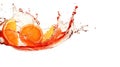 orange with splash on white background,orange Juice photo retouching