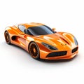 Sleek Orange Sports Car On White Background