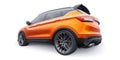 Orange sports compact car SUV. 3d render illustrration