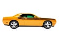 Orange sports modern sedan for two seats 3d render on white background no shadow
