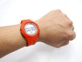 Orange Sports Watch With Hand Royalty Free Stock Photo