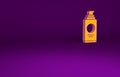 Orange Spray can for hairspray, deodorant, antiperspirant icon isolated on purple background. Minimalism concept. 3d Royalty Free Stock Photo
