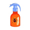 Orange sprayer bottle of mite or tick insecticide colorful cartoon illustration