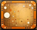 an orange square with circles and dots on it Royalty Free Stock Photo