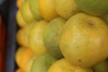 Orange stacked in a market where I visited. Fruit market was filled with variety of fruits from all around the world Royalty Free Stock Photo