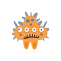 Orange Star Shape Aggressive Malignant Bacteria Monster With Sharp Teeth Cartoon Vector Illustration