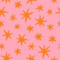 Orange stars on pink background, pattern illustration