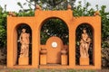 Orange statue in garden of Parker Ranch headquarter domain, Waimea, Hawaii, USA