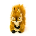 Orange statuette of a squirrel isolated on a white background