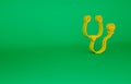 Orange Stethoscope medical instrument icon isolated on green background. Minimalism concept. 3d illustration 3D render