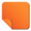 Orange sticker with curved corner. Smooth-edge square sticker with 1 bent corner. Royalty Free Stock Photo