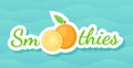 Orange sticker fruit smoothie shake logo graphic