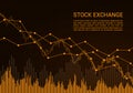 Orange stock exchange market or financial candlestick chart with rising and falling trend and text, vector