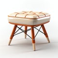 Orange Stool 3d Render: Beige Ottoman Culture, Retro-style Design