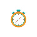 Orange stopwatch flat icon isolated on white. Fast time stop watch, limited offer, deadline symbol