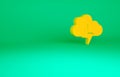 Orange Storm icon isolated on green background. Cloud and lightning sign. Weather icon of storm. Minimalism concept. 3d