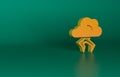 Orange Storm icon isolated on green background. Cloud and lightning sign. Weather icon of storm. Minimalism concept. 3D