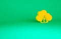 Orange Storm warning icon isolated on green background. Exclamation mark in triangle symbol. Weather icon of storm