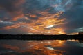 Orange stratocumulus cloudy coastal Sunrise Seascape. Australia Royalty Free Stock Photo