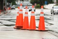 Orange street cones Royalty Free Stock Photo