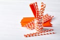 Orange striped environmentally friendly straws biodegradable paper