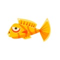 Orange Stripy Phlegmatic Fantastic Aquarium Tropical Fish Cartoon Character