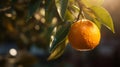 Immaculate Perfectionism: A Sunlit Orange Hanging On A Tree