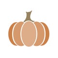 Orange pumpkin. Autumn halloween pumpkin, simple vegetable graphic icon or print, isolated on white background. Vector Royalty Free Stock Photo