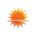 Orange stylized sun graphic with prominent rays. A central circle represents the sun, Royalty Free Stock Photo