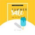 Orange Summer with ice cream. 50% sale banner template design. Big sale special offer. Special offer banner for poster, flyer, Royalty Free Stock Photo