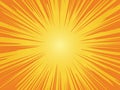 Orange sun background. Sunrise vintage circle shiny design with heating star yellow graphic rays vector pattern Royalty Free Stock Photo