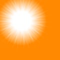 Orange Sun. Bright sunset sky orange background. Jpeg illustrations. Beautiful sunny banner with sunburst sunbeams Royalty Free Stock Photo