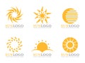 Orange Sun logo vector art set design Royalty Free Stock Photo