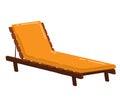 Orange sun lounger on a white background. Simplistic design of a modern outdoor chaise lounge. Relaxation and summer