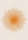 Orange Sun print boho minimalist printable wall art Royalty Free Stock Photo