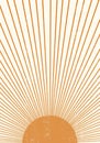 Orange Sun print boho minimalist printable wall art Royalty Free Stock Photo